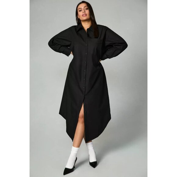Maeve Dresses & Skirts - NWT Anthropologie Petite Maeve The Soren in Black Cotton Midi Shirt Dress XL P